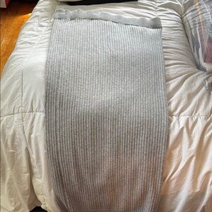 Gray Ribbed Maxi Pencil Skirt